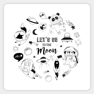 let s go to the moon doodle universe Magnet